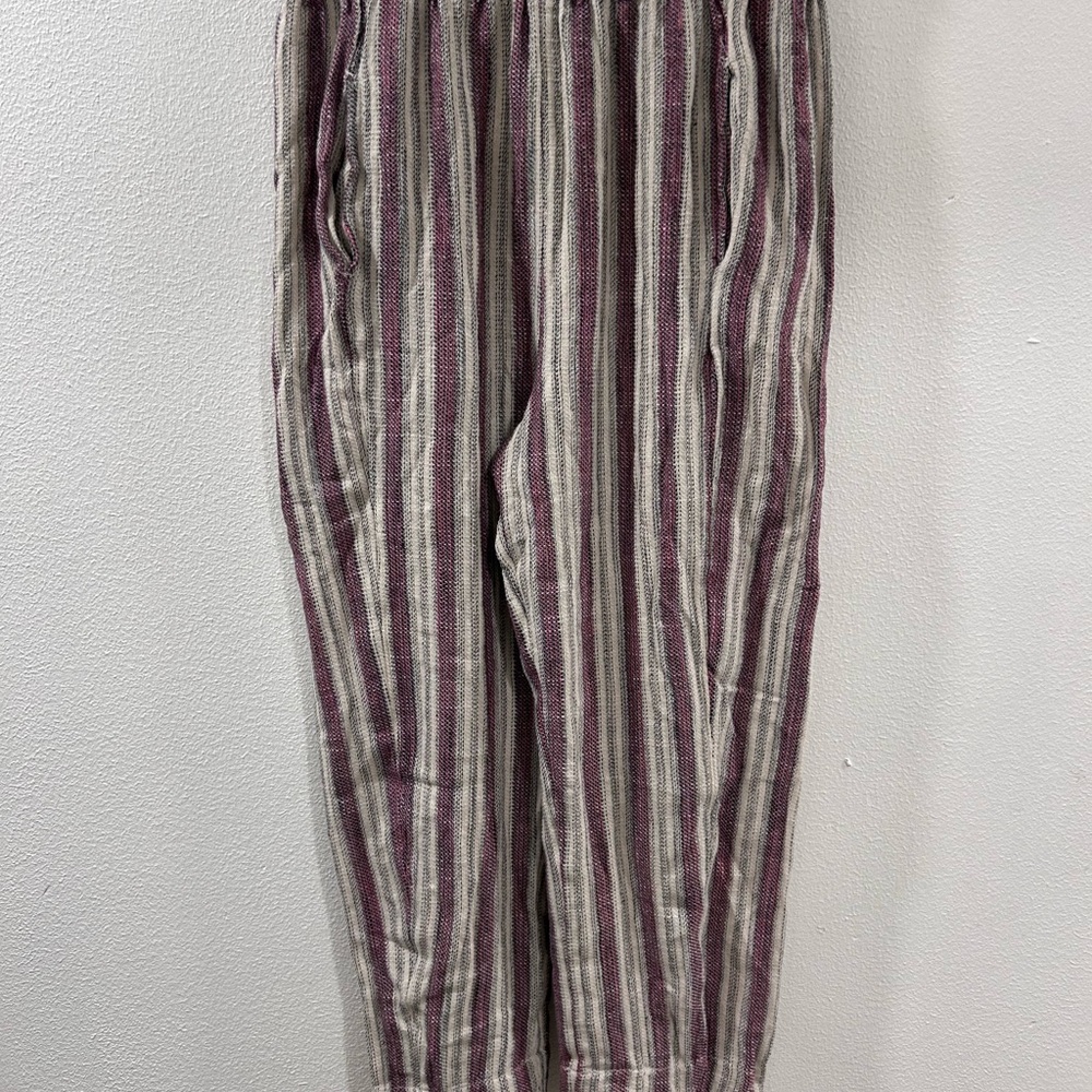 Free People Red and White Joggers with Relaxed Fit